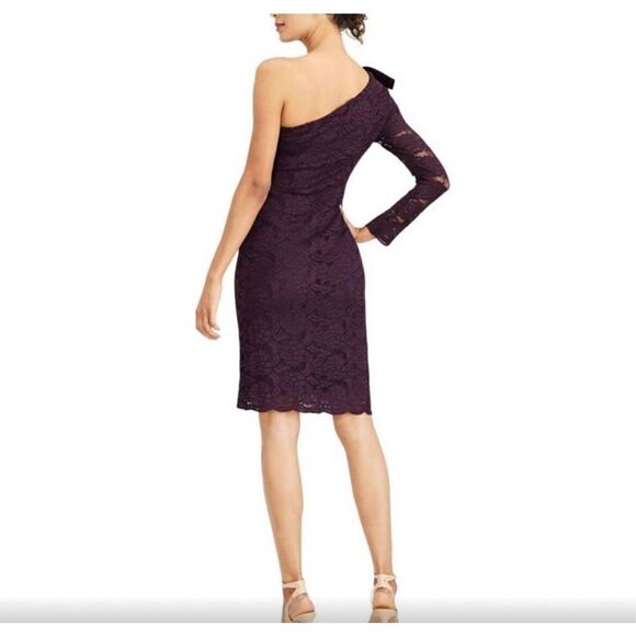Jessica Howard Women's One-Shoulder w/ Bow Floral Laced Purple Dress SZ 14  NWT - Picture 3 of 5
